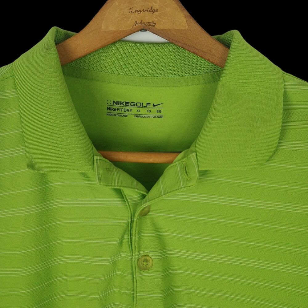 Nike Golf Fit Dry Performance Striped Polo Shirt Mens  XL Green Athleisure Wear
